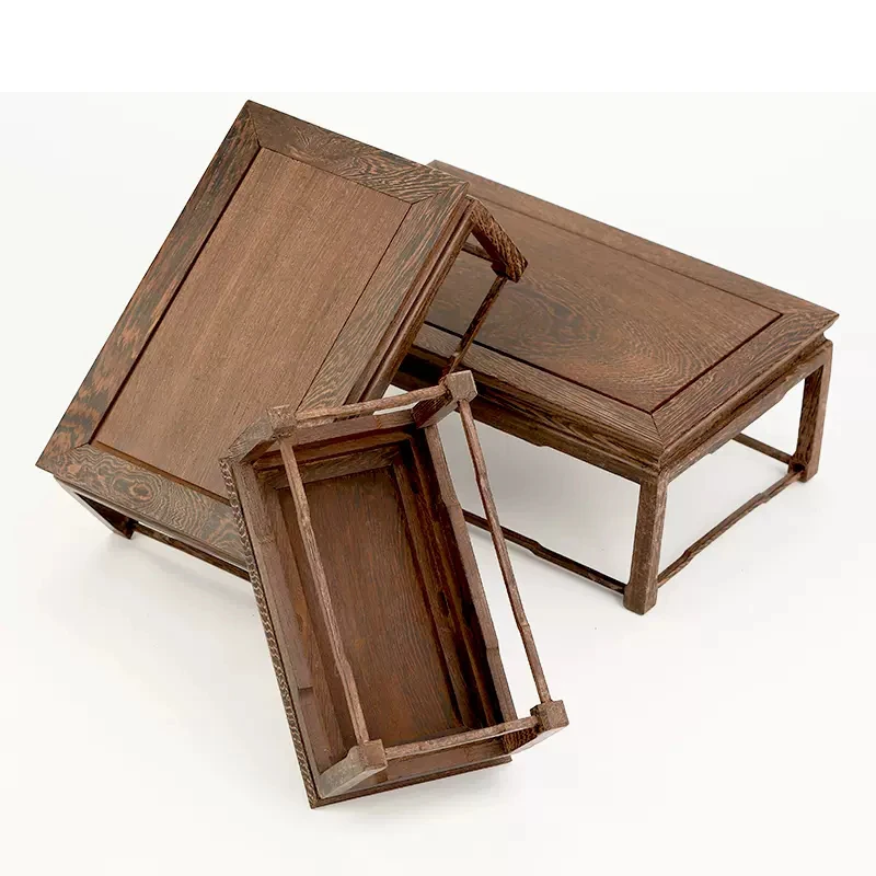 Mahogany Carving Buddha Ornaments, Natural Stone, Bonsai Chicken wings, Rectangular, Solid Wood Bracket