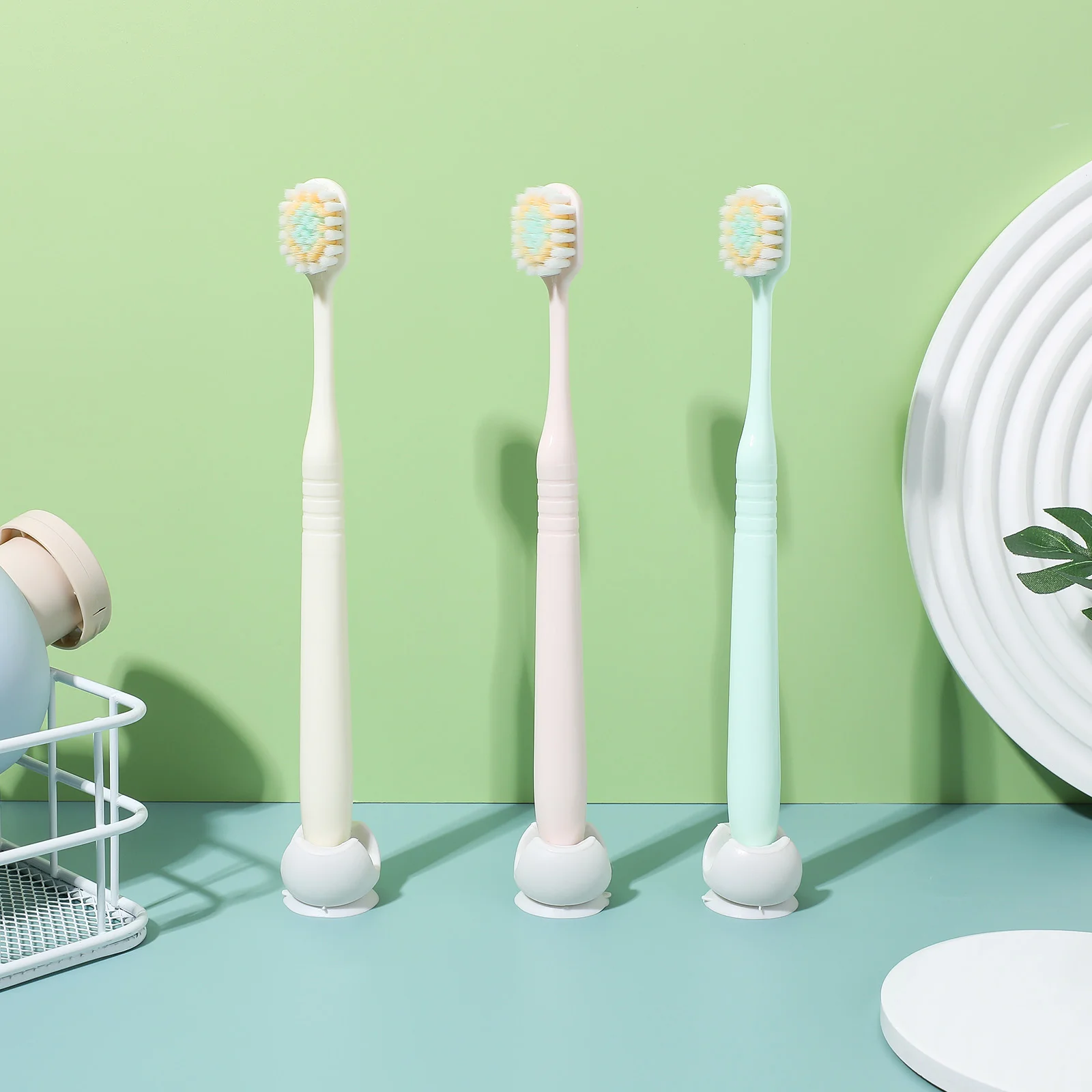 6 Pcs Suction Cup Toothbrush Holder Plastic Self Adhesive Holder Wall Shower Toothpaste Holders Bathroom Household Merchandises