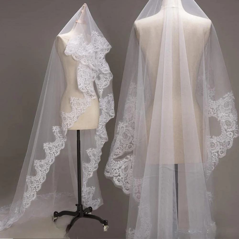 Женская соборная вуаль Babyonlinedress с длинной кисточкой и кружевным краем