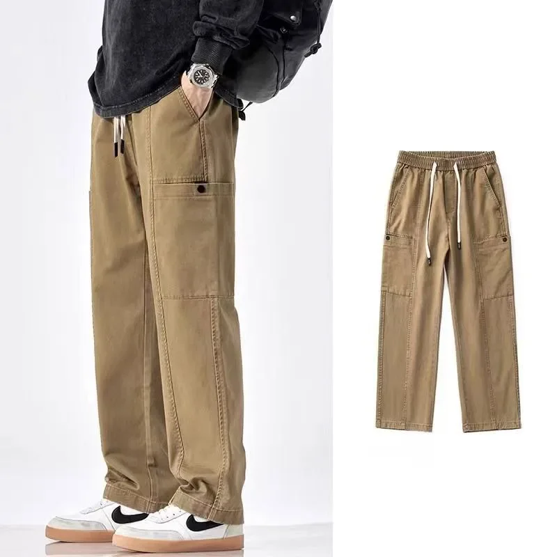 

2024 Autumn Winter KPOP Fashion Style Harajuku Slim Fit Trousers Loose All Match Solid Casual Pants Pockets Straight Leg Pants