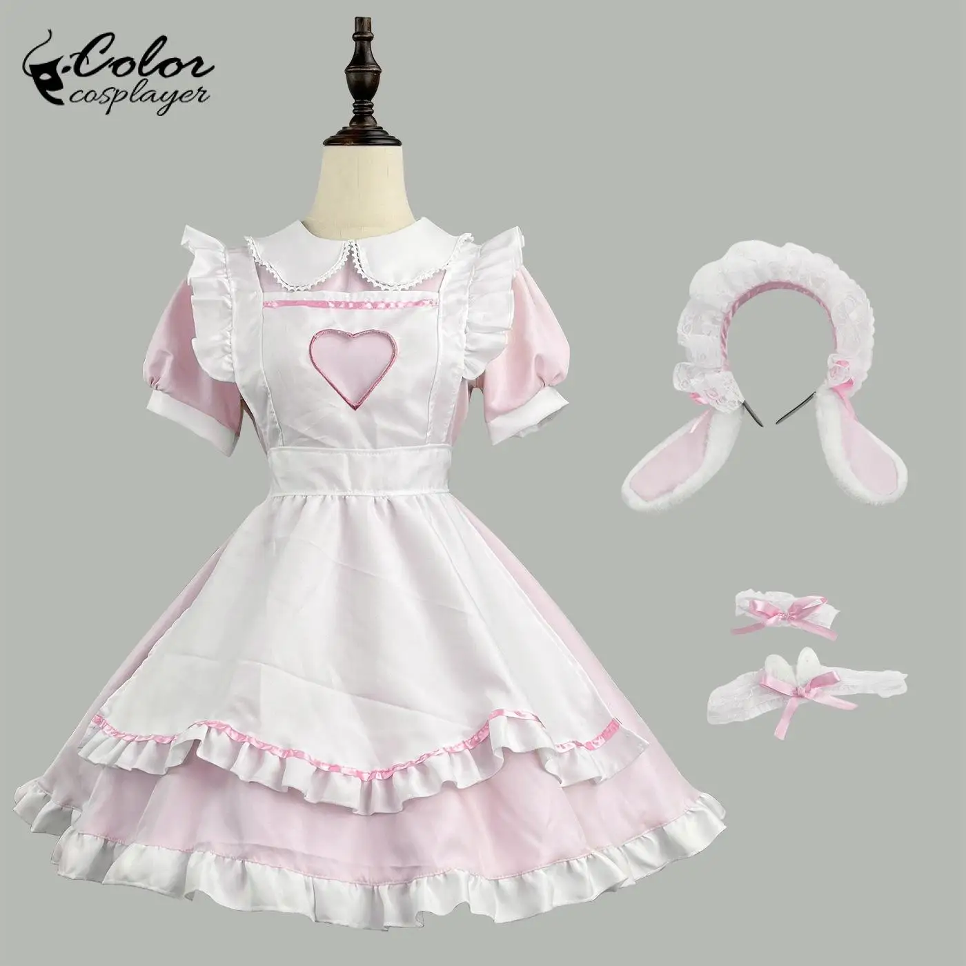 lolitki Kolor Cosplayer sukienka Lolita pokojówka garnitury sukienka kawaii z  krótkim rękawem kobiety Halloween sługa przebranie na karnawał dziewczyny  strój na imprezę - AliExpress