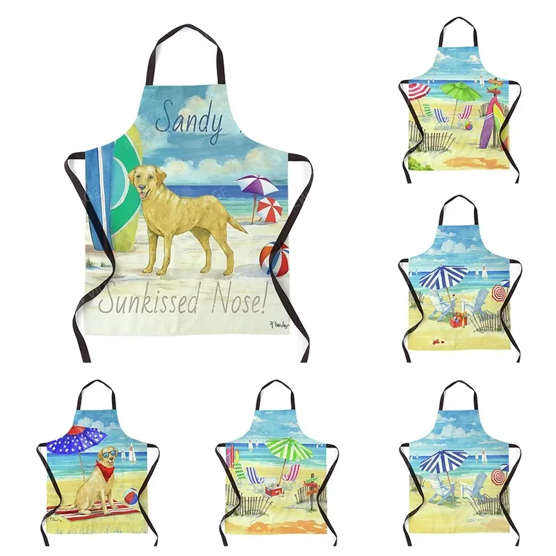 

Эстетичный женский кухонный фартук, Детский водонепроницаемый фартук для официантки, оригинальный маслостойкий модный фартук в гавайском стиле