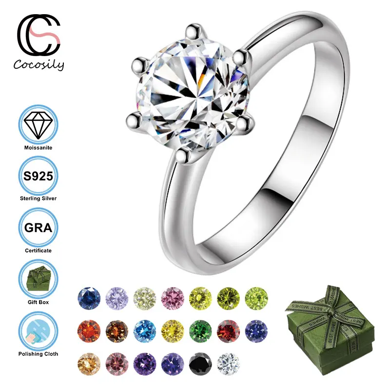 

Cocosily 0.5CT D Color Moissanite S925 Sterling Silver Light Luxury Minimalist Style Claw Set Diamond Women's Ring New Jewelry