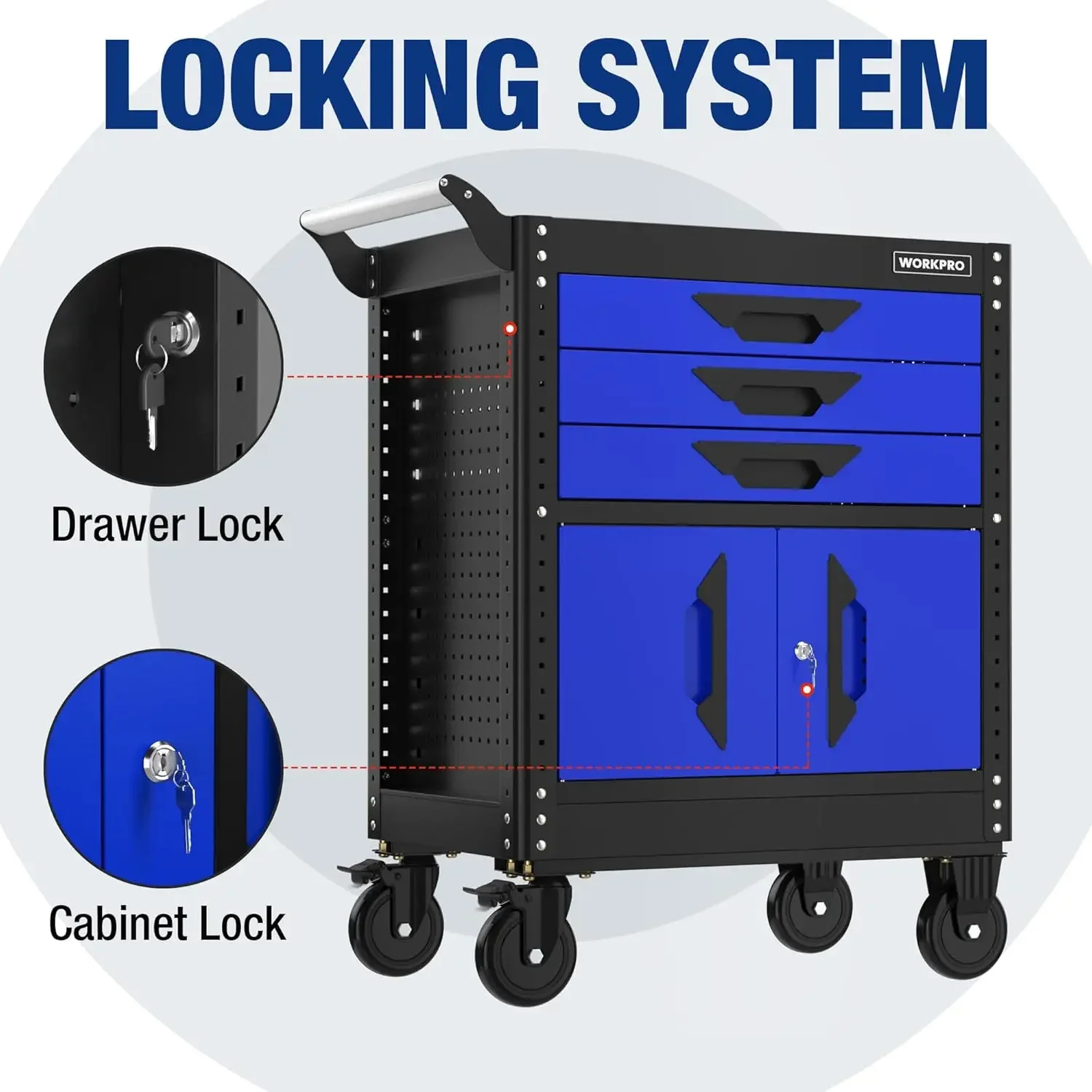 27.5 Inch 3-Drawer Rolling Tool Chest with Wheels, Portable Steel Tool Cabinets with Drawers 4