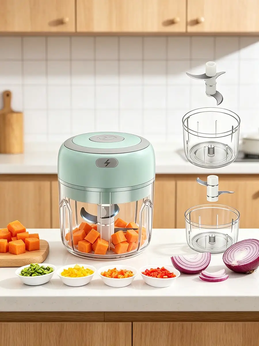 250ml Mini Rechargeable Garlic Chopper And Meat Grinder, Durable And Sturdy, Suitable For Crushing Garlic, Chili, Onion, Minced Meat, Nuts And More!