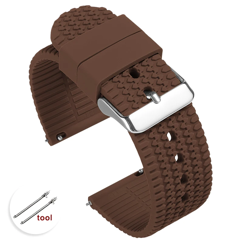 Breathable Waterproof Silicone Watch Band - Durable Perforated Rubber Strap Replacement Bracelet
