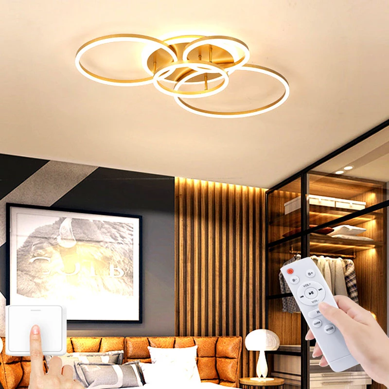

Nordic led ceiling lamp bedroom RC dimming lamps living room ceiling lights dining room hanging light apartment lighting fixture