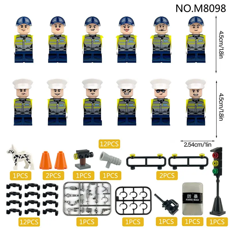M8120 Modern 12PCS/set City Series Firefighter Police Navy Special Forces Soldier SWAT Mini Figurine Building Block Toys for Boy