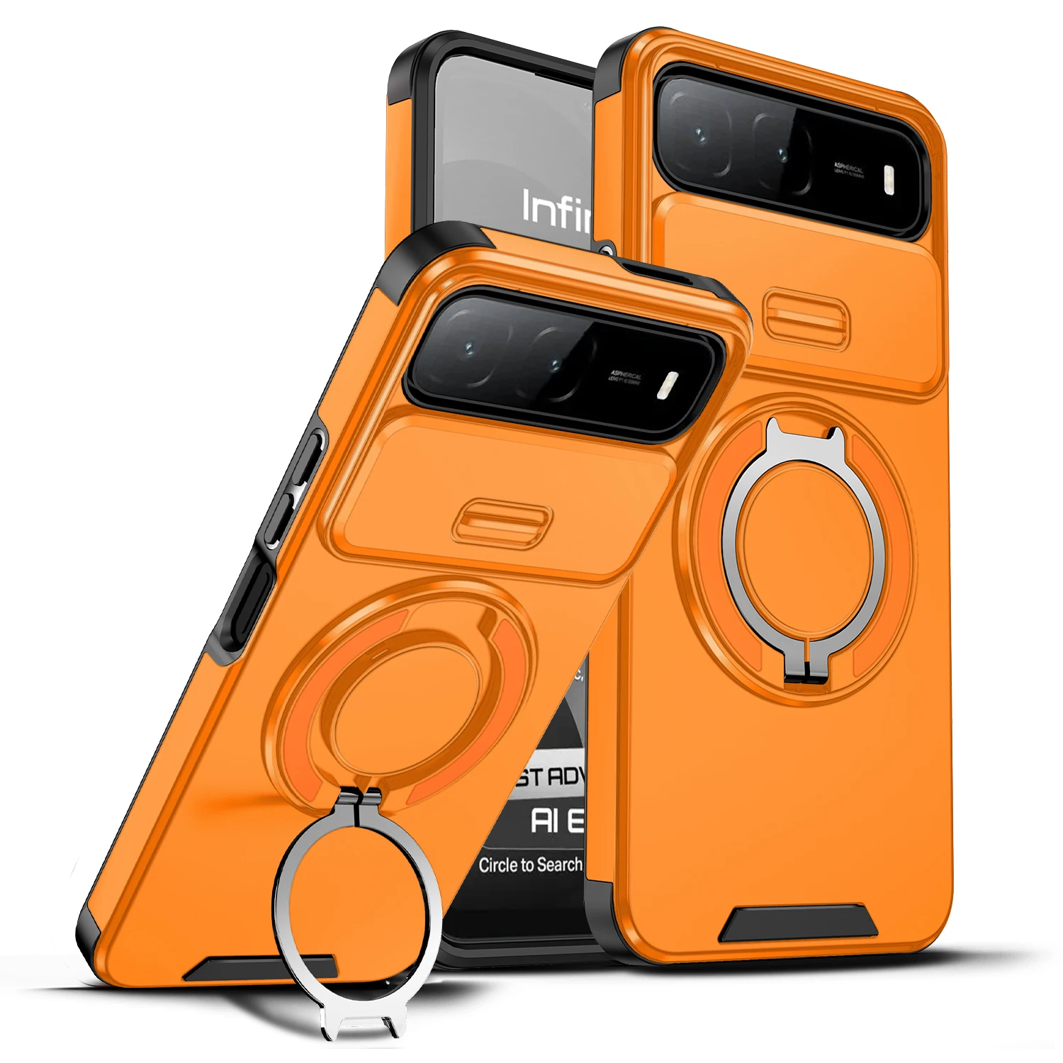 Shockproof Armor Phone Case with Magnet Holder and Lens Protection Cover