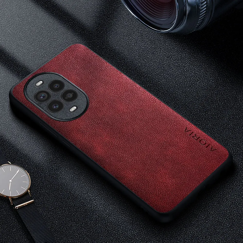 Premium Luxury Leather Phone Case - Retro Business Style Solid Color Cover