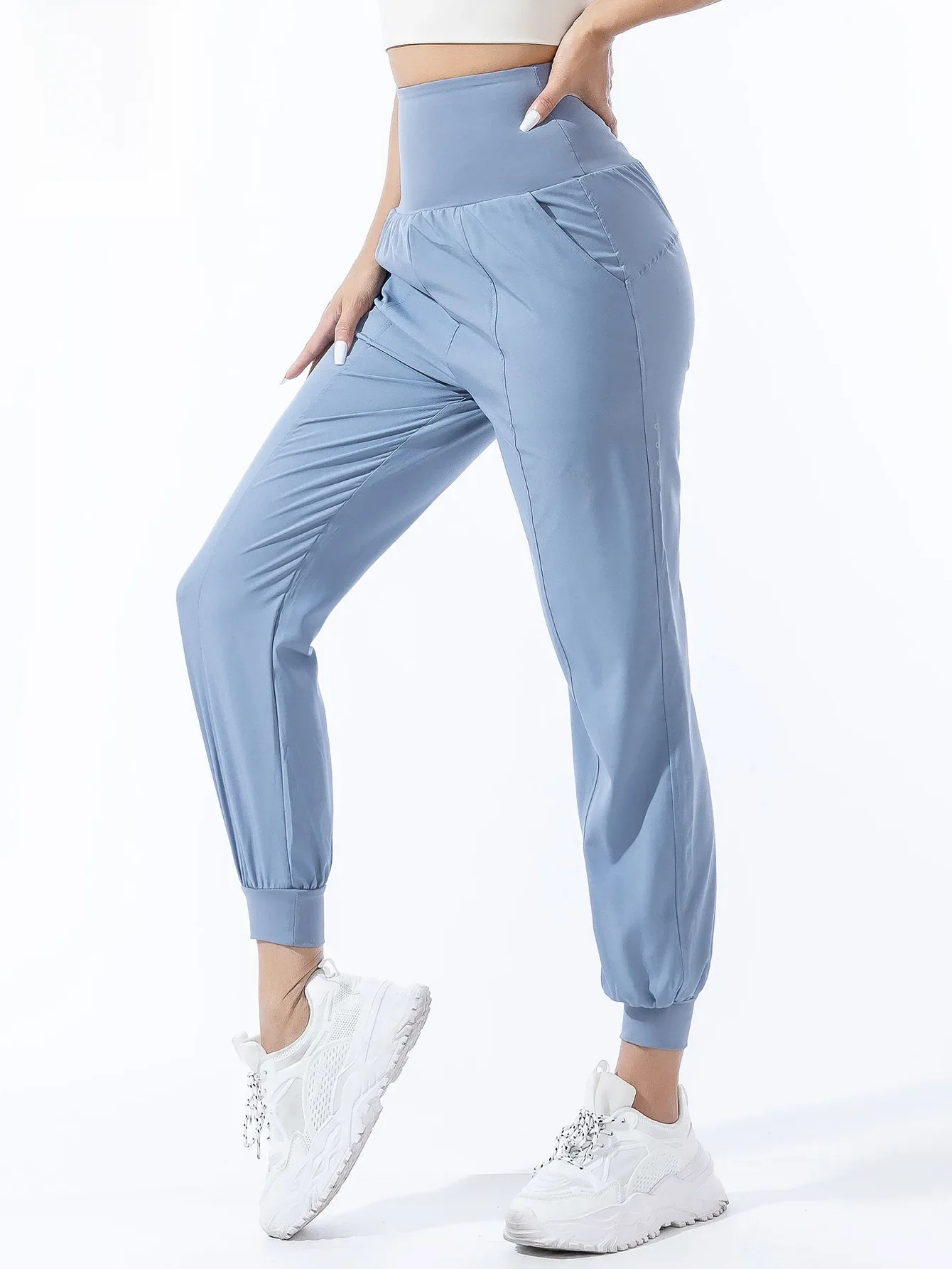 thumbnail image 1 of Pantalones deportivos de verano para mujer, de seda de hielo, de secado rápido, finos, pequeños, holgados, adelgazantes, informales, de nueve puntos y pierna ancha, 1 of 5