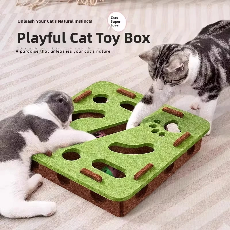 Cat Puzzle Toy Felt Puzzle Box Cat Exercise Toy With Ball Indoor Sports Entertainment Hunting Cat Toys For Indoor Cats 1