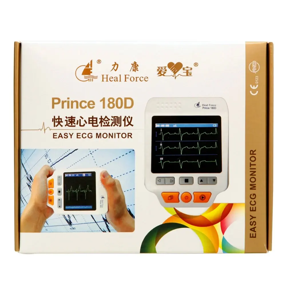 Heal Force Prince 180D Easy Handheld ECG Monitoring Machine Mini Portable LCD Electrocardiogram Heart Monitor Health Care