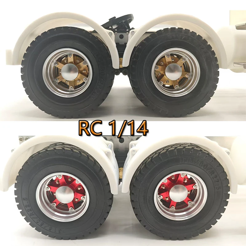 JDM Modell Vorne und Hinten LKW Banner Radnabe Felge 2 Stück Metall für 1/14 Tamiya RC Muldenkipper SCANIA 770S R620 VOLVO Arocs TGX Auto – Detail 1
