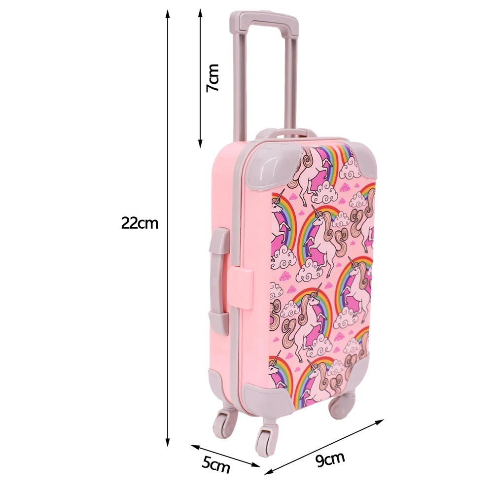 Mini Luggage Doll Accessories Suitcase Cute Anime Printing Unicorn/Cat For 30Cm Duck lalafanfan/18 inch Girl's/Paola Reina dolls 4