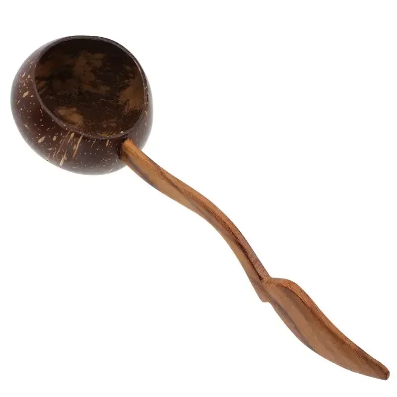 Wooden Shell Scoop Coconut Bathing Household Long Spoon Handle Water Bathroom Ladle 1pc