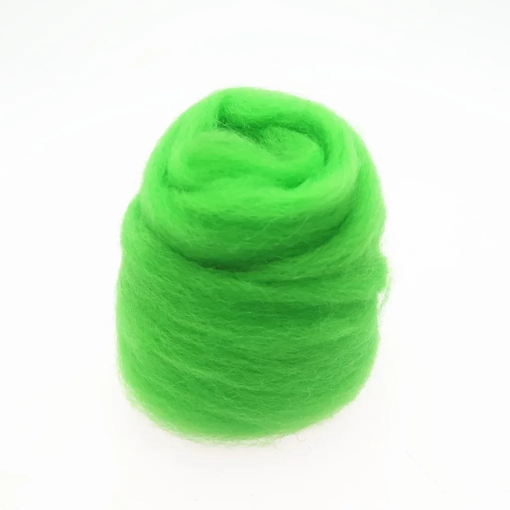Serie de fibra de lana de Color verde 66S para fieltro de aguja, fieltro de lana húmedo, hecho a mano, materiales de artesanía giratorios DIY
