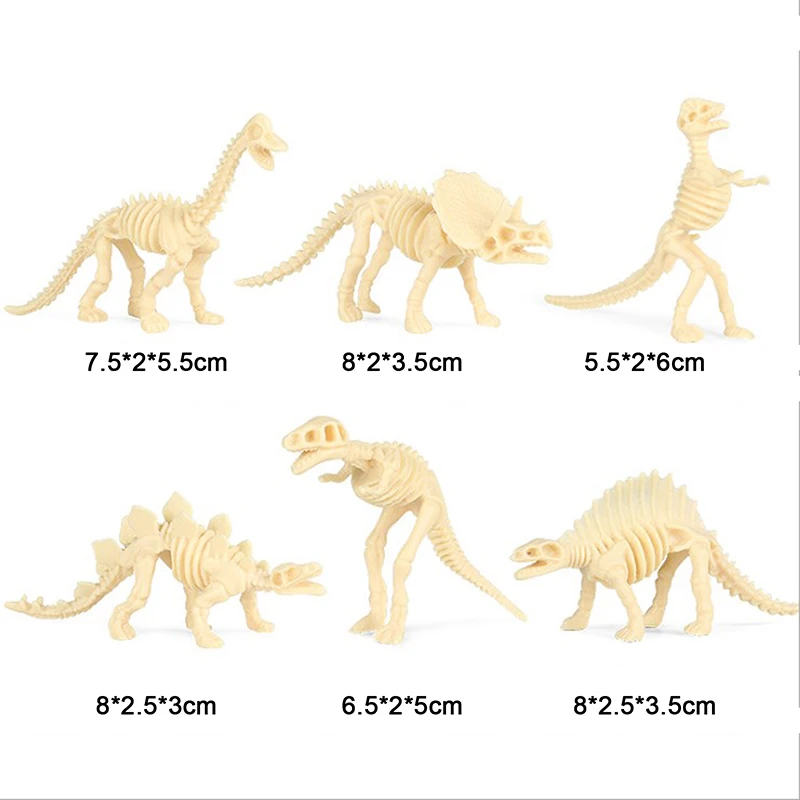 New 12pcs Dinosaur Toys Fossil Skeleton Simulation Model Set Mini Action Figure Educational Creative Collection Toy For Children 6