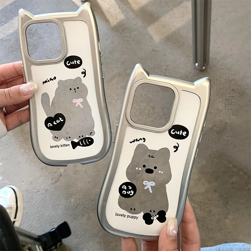 Прозрачный чехол для телефона с кошачьими ушками для iphone 15 14 13 12 ...