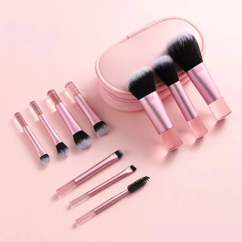 Set di 10 Mini Pennelli per Trucco Portatili da Viaggio Disponibili in Diversi Colori