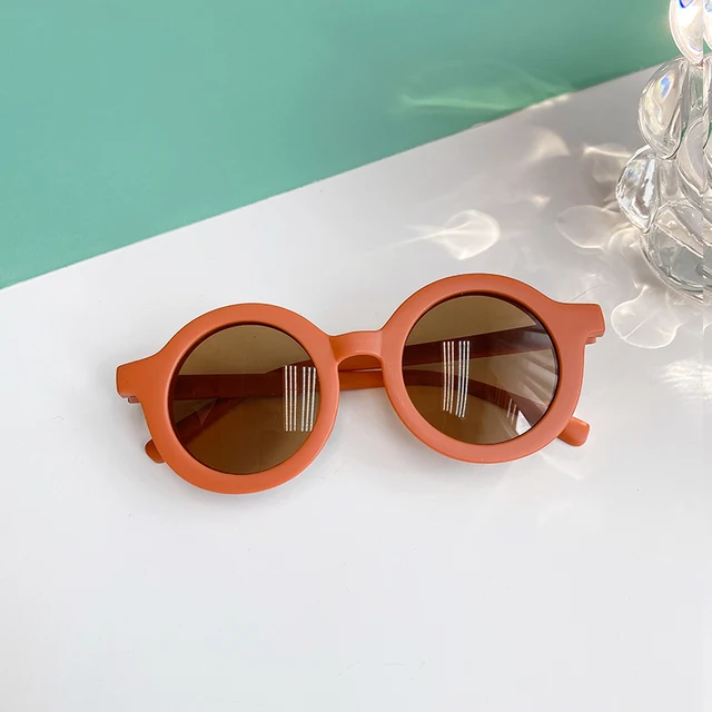 2021 Boy Girl Cute Cartoon Bear Shape Fashion Round Sunglasses Children Vintage Sunglasses UV Protection Classic Kids Eyewear Orange