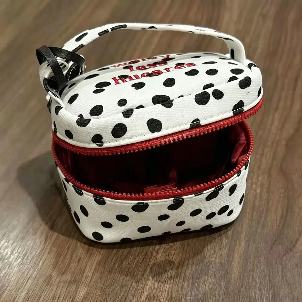 Borsa per il trucco multifunzionale a pois, design con cerniera, piccola borsa per cosmetici, borsetta per donne e ragazze - immagine 5