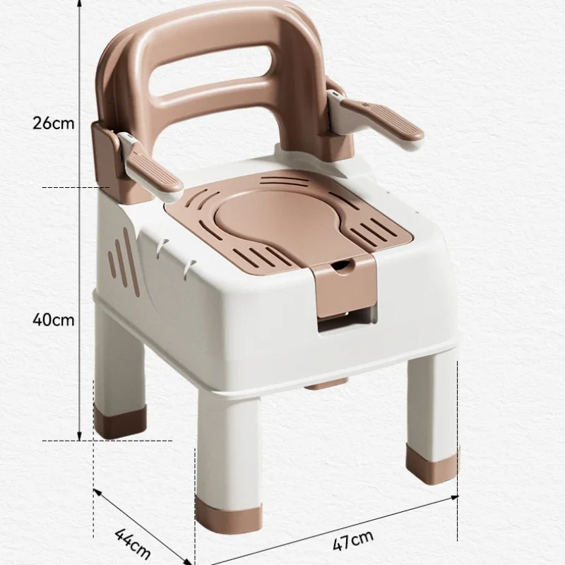 Non-Slip Bathing Stool, Emergency Shower Seat, Mobile Toilet with Backrest, Disabled Bath Aid for Elderly, Bathing Assist 6