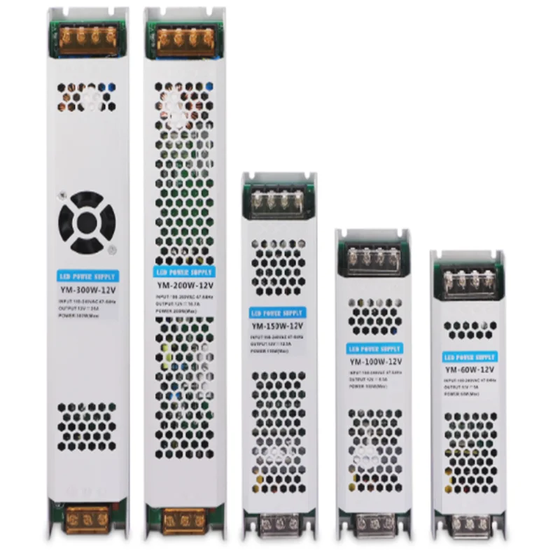 LED WS2812 SK6812 RGBCCT Light DC12V 24V Lighting Transformers Ultra Thin No fan No noise LED Driver  AC190-240V 60W 100W 150W