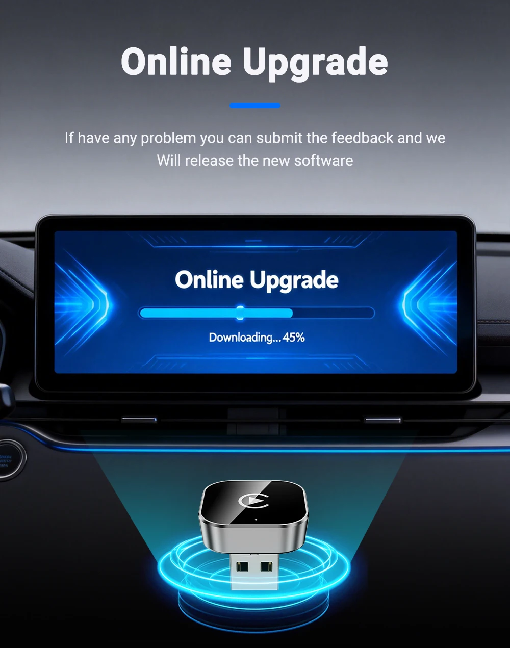 Neuer kabelloser Carplay/Android Auto Adapter 5GHz WiFi Smart Dongle 2in1 für Volvo Benz Audi Kia Hyundai VW Mazda Cadillac Peugeot – Detail 9