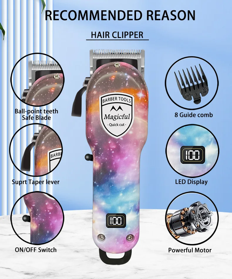 Description Picture 4 of itemMagicful Hair Trimmer For Men Fashion Professional Hair Rechargeable Li-ion Battery Shaving Adjustable Electric Hair Clipper