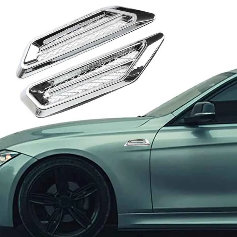 

2pcs/set Car Air Flow Fender Side Vent Grid Decoration Stickers 3D Cover Hole Intake Grille Duct Decal Car Styling Accessories