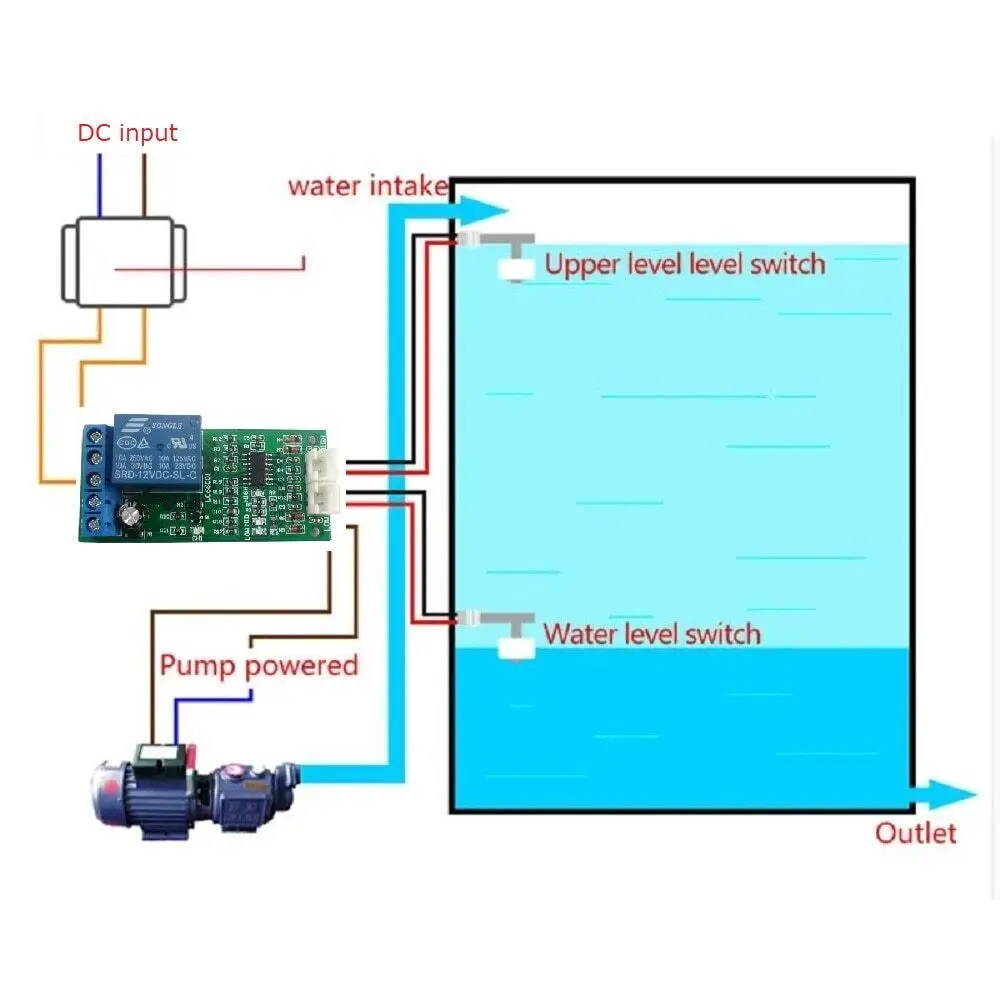 

Dual Probe Full Automatic Water Level Control Pump Switch DC 12V Relay Fish Tank