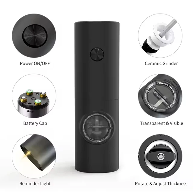 Electric Automatic Salt and Pepper Grinder Set with Led Light Grinder Set Spice Mill Adjustable Spices Grinder Kitchen Tools 2