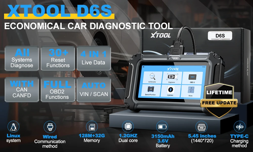 XTOOL D6S Allsystem-Autodiagnosegerät mit Auto-VIN-Funktion, vollständiger OBD2-Scanner mit 30 Reset-Funktionen, CANFD, FCA und lebenslanger kostenlosen Updates – Detail 2