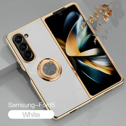 Elegant Plating Silicone Case with Ring Holder for Z Flip 3 (White for Z Fold)