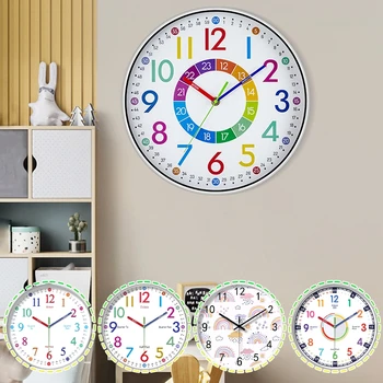 Orologio da parete per apprendimento senza ticchettio da 8/10 pollici Orologi sospesi Aule per bambini Orologio didattico Strumento educativo Camera dei bambini Decorazioni per la casa 1