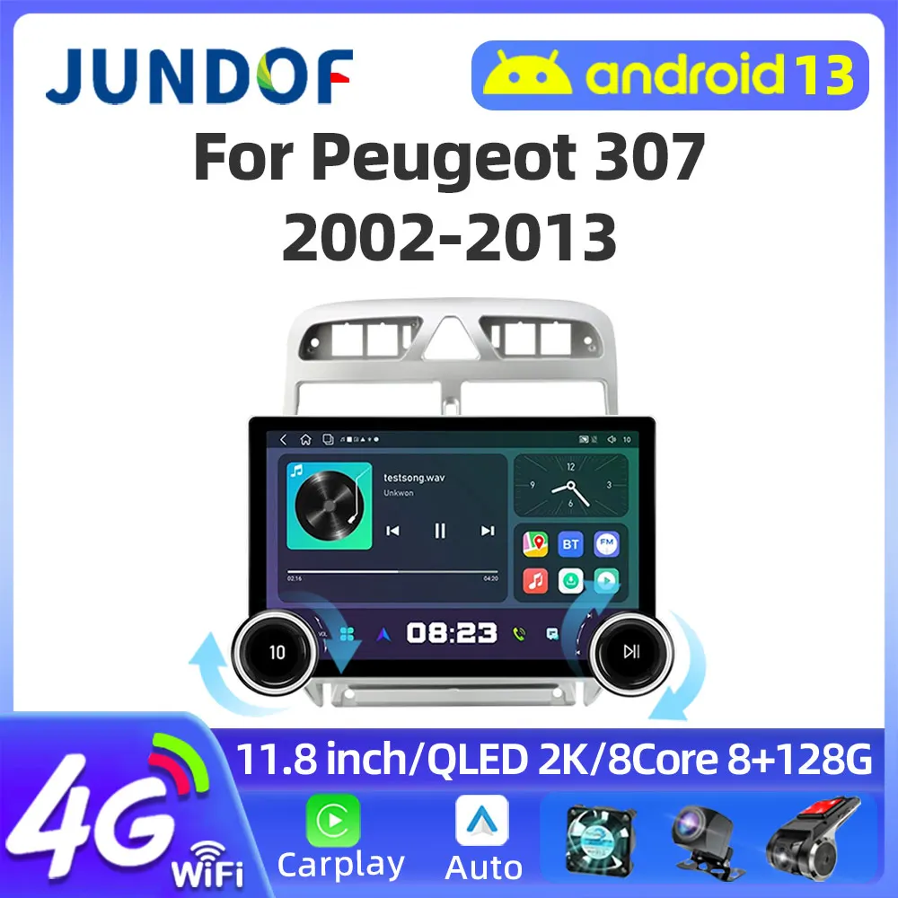 

11.8" 2K 2 Din Android 13 Car Radio for Peugeot 307 CC SW 2002-2013 Stereo Multimedia Video Player wireless Carplay Auto GPS DVD