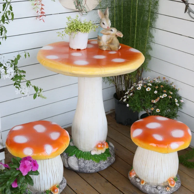

Mushroom Outdoor Courtyard Table and Chair Outdoor Garden Set Combination Balcony Table