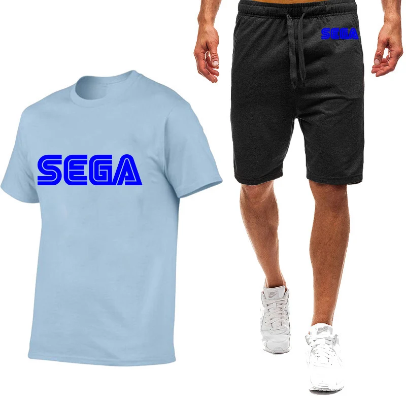 Sega 2023 New Men Summer Brand Hot Sale Nine Color Short-Sleeved Set Comfortable Simplicity Fashion Casual Breathable Suit