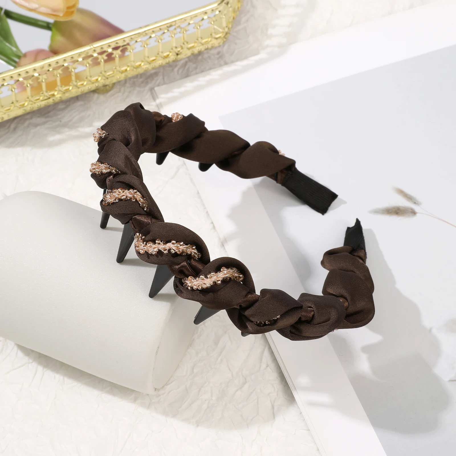 1pc Elegant Beads Hairband Hair Hoop Korean Toothed Non-Slip Headbands Hair Accessories Girls Lady New Fashion Headdress