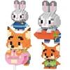 DIY Cute Animals ZOO Rabbit Fox Carrot Otter HOT Movie Cartoon Decoration Building Blocks Kit Girl Bricks Model Kid Toy Children
