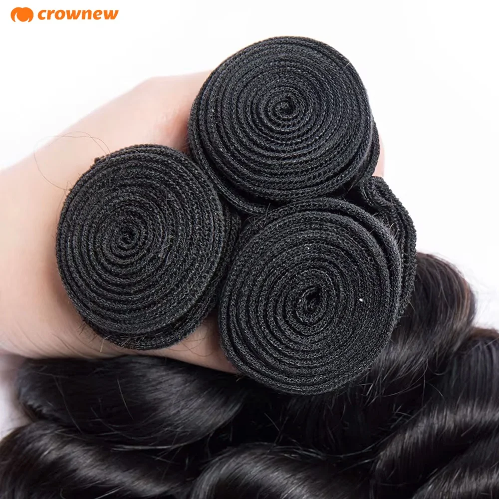 100% Real Human Hair Loose Wave Human Hair Bundles Unprocessed Human Hair Wavy Doule Drawn Bundles Extensions 100G/Bundle 4