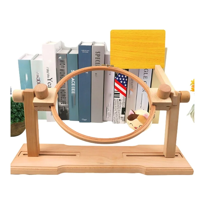 Adjustable Embroidery Hoop Holder, Crossstitch Supplies Rotated Embroidery Lap Stand With 3 Hoops