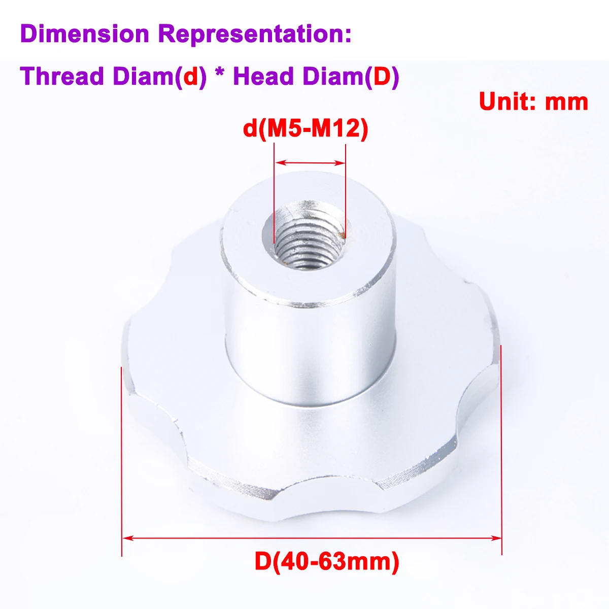 

Aluminum Alloy Plum Hexagonal Star Hand Nut Handle Knob M5M6M8M10M12