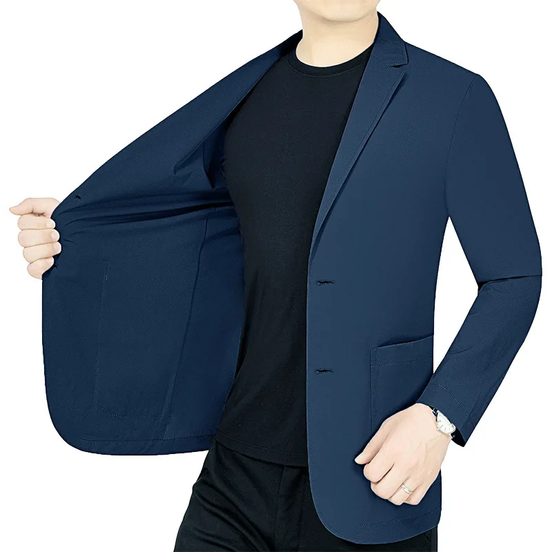 New Summer Male Thin Elastic Blazers Jackets Quality Men Breathable Sunscreen Blazers Coats Man Business Casual Suits Coats 4XL 5