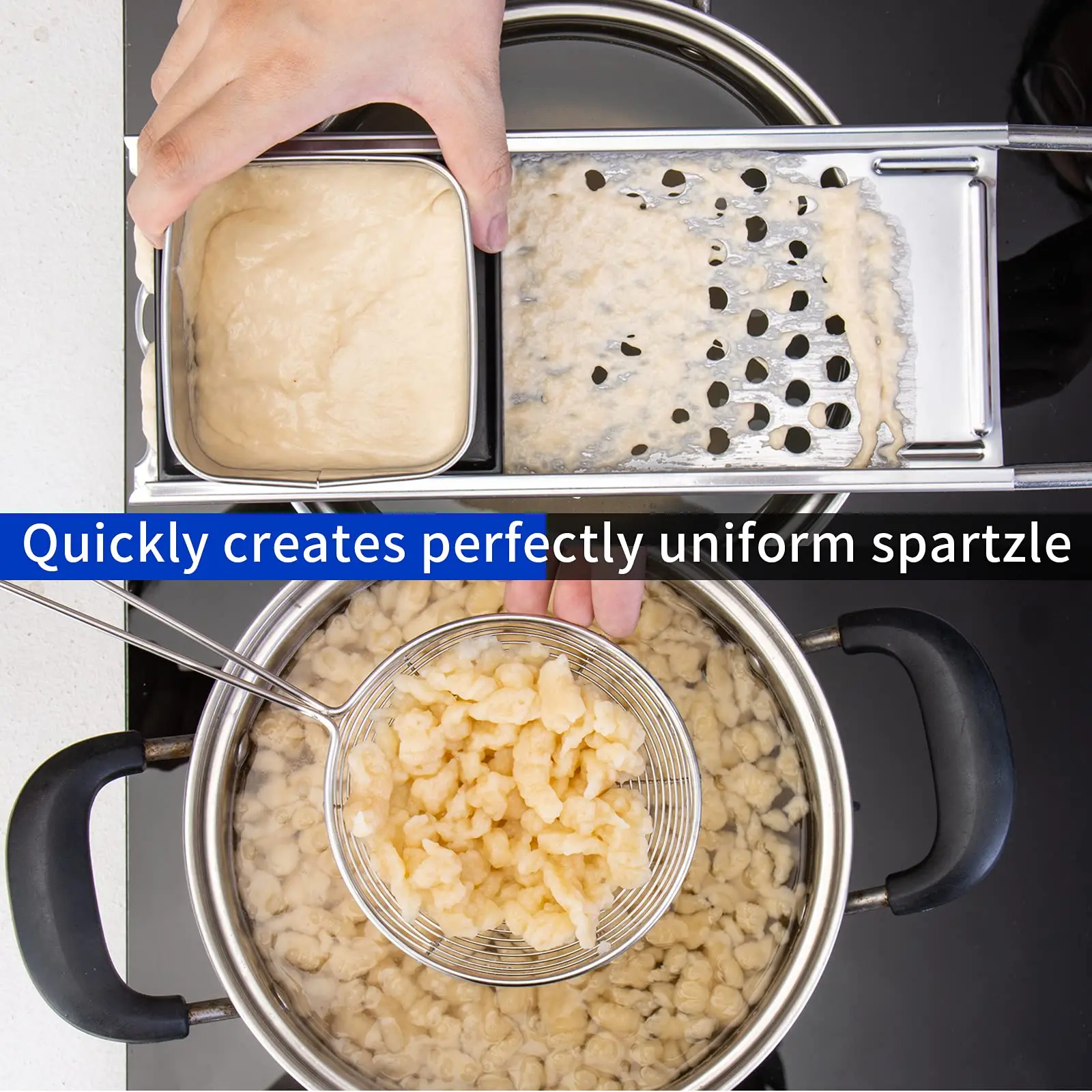 Spaetzle Maker Spaetzle Press For Traditional German Dumplings Egg Noodles Dishwasher Safe Flat Grater Stainless Steel With Lid
