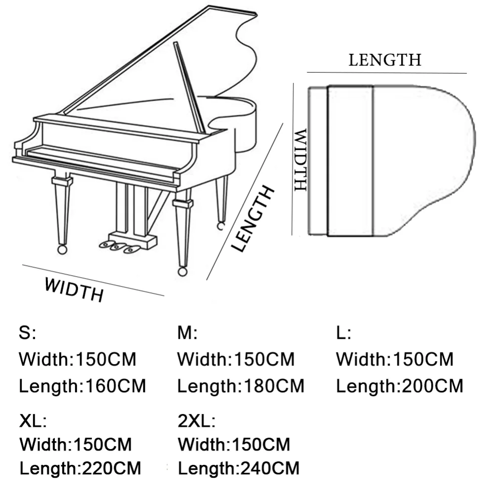 1x Velvet Piano Dust Cover Grand Piano Full Cover Furniture Anti-Scratch Protective Washable Instrument Accessories