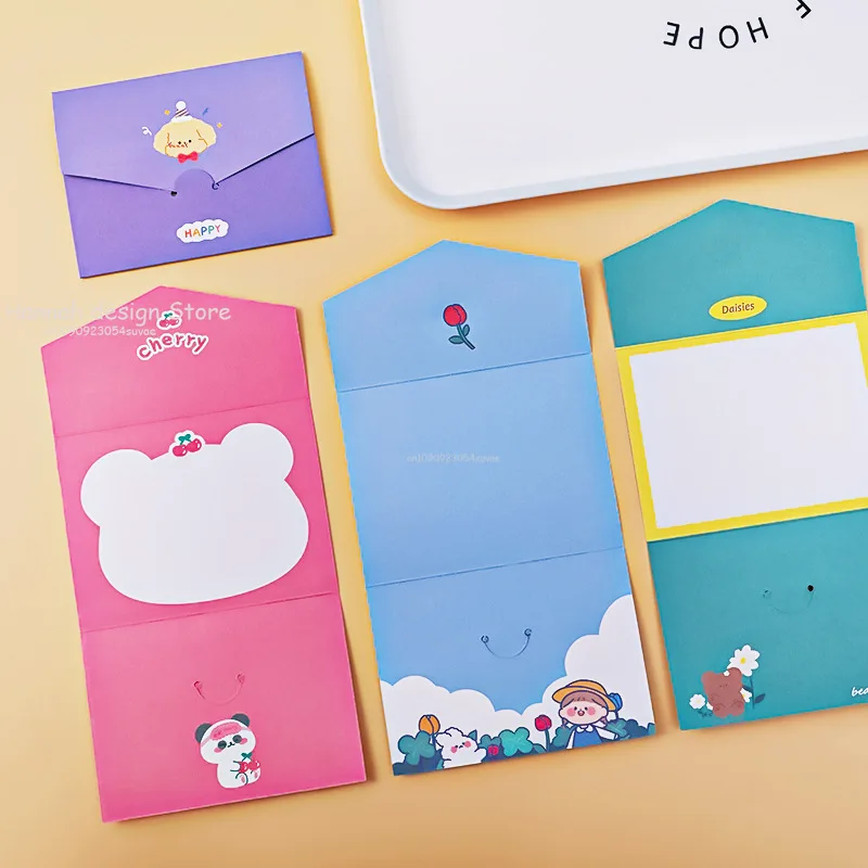 5pcs Cute Paper Envelopes Set Watercolor Letter Writing Decorative Printer Stationery School Supplies birthday card