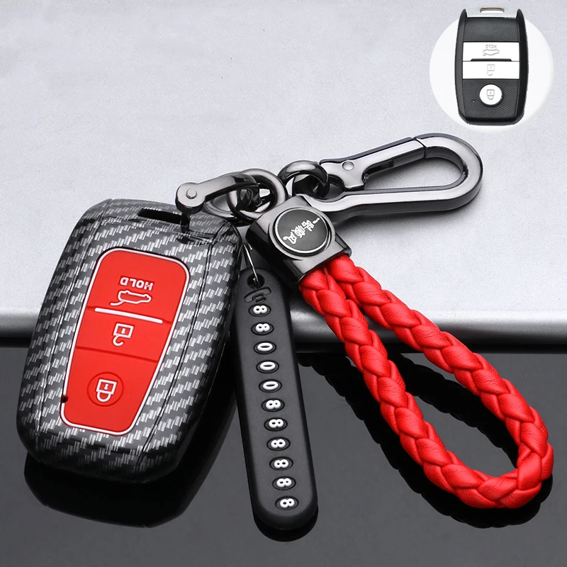 ABS Carbon Car Key Cover Fob Case Protect For Kia Sportage Carens Seltos Stonic Niro Pro Ceed Rondo Picanto Morning Accessories