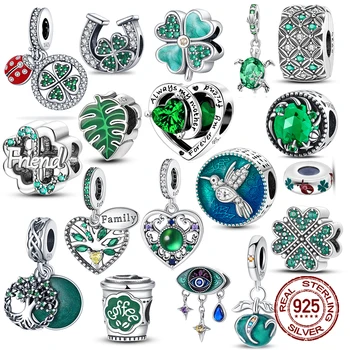 925 Sterling Silver Green Series Flower Tree Apple Pendant DIY Fine Beads Fit Original Charms Bracelet Women Jewelry Diy 1